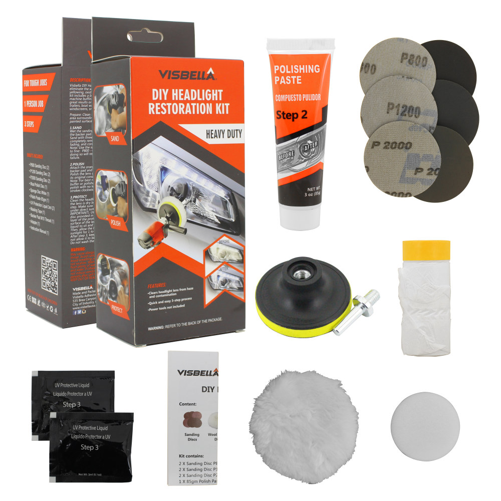 Visbella DIY Restore Headlight Polish Car Lens Perfect Effect Auto Kit